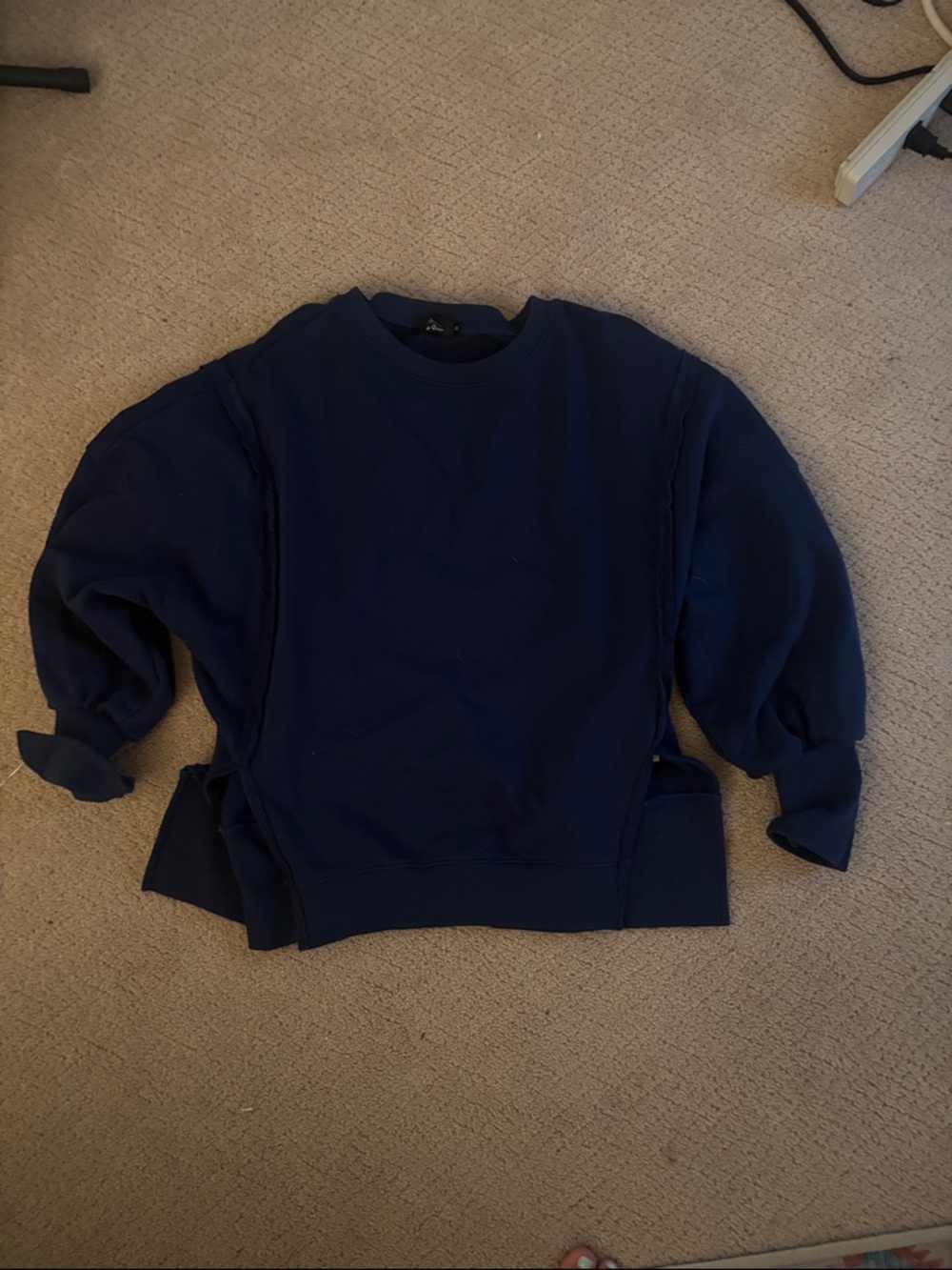 Men's Navy Crewneck Sweater with custom bleach turtle